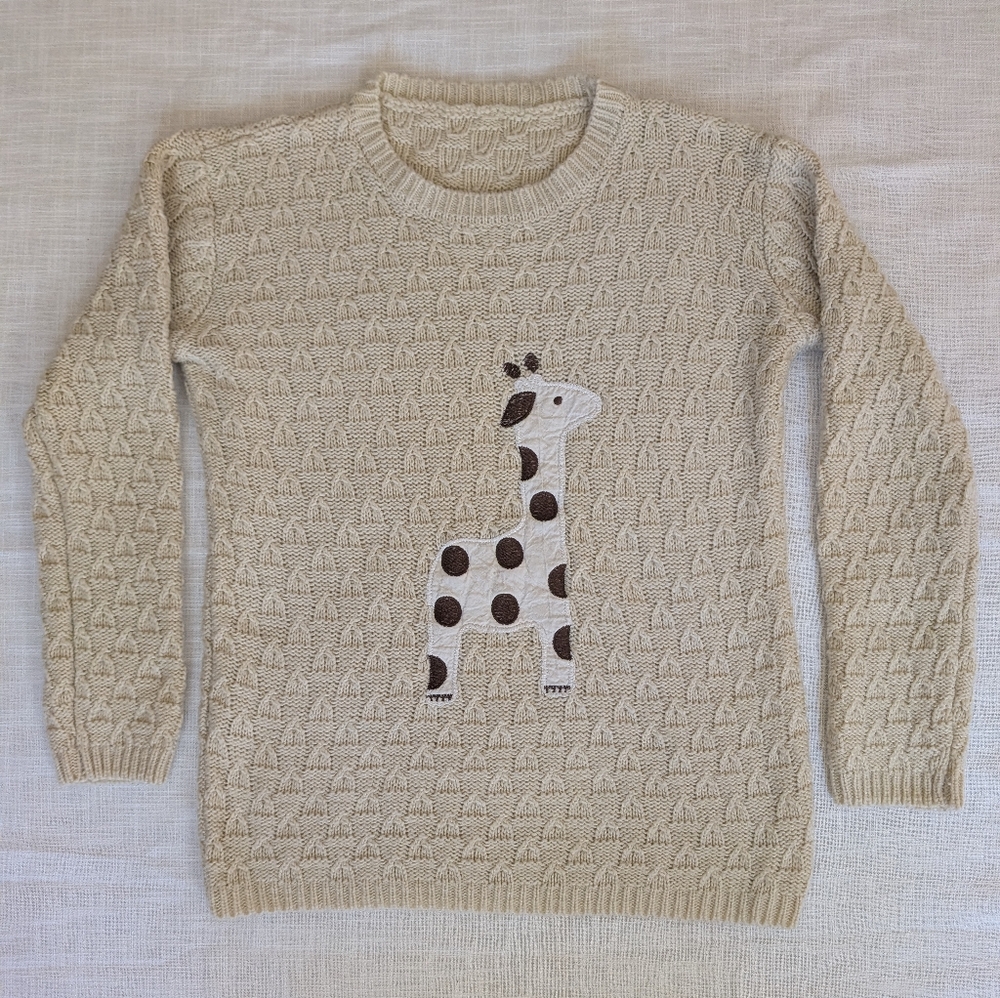 Beige Sweater with Giraffe Design